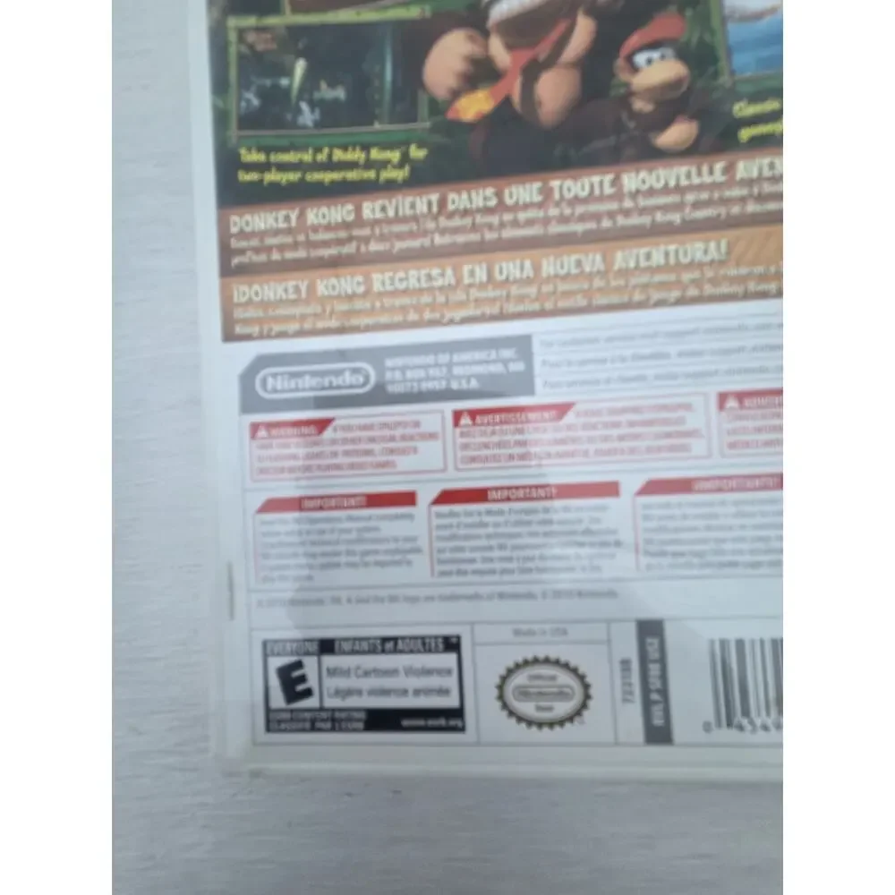 Donkey Kong Country Returns Wii Nintendo No Manual